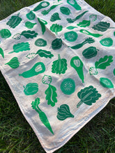 Load image into Gallery viewer, Green Veggies #2 - Naturally Dyed and Handprinted Scarf
