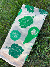Load image into Gallery viewer, Green Veggies #2 - Naturally Dyed and Handprinted Scarf
