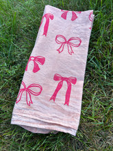 Load image into Gallery viewer, Pink Bows - Naturally Dyed and Handprinted Scarf

