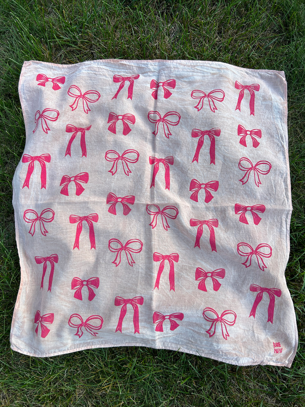 Pink Bows - Naturally Dyed and Handprinted Scarf
