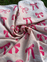 Load image into Gallery viewer, Pink Bows - Naturally Dyed and Handprinted Scarf
