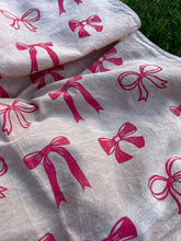 Load image into Gallery viewer, Pink Bows - Naturally Dyed and Handprinted Scarf
