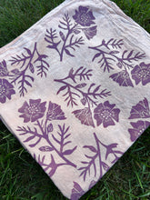 Load image into Gallery viewer, Purple Flowers - Naturally Dyed and Handprinted Scarf
