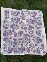 Load image into Gallery viewer, Purple Flowers - Naturally Dyed and Handprinted Scarf
