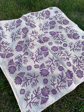 Load image into Gallery viewer, Purple Flowers - Naturally Dyed and Handprinted Scarf
