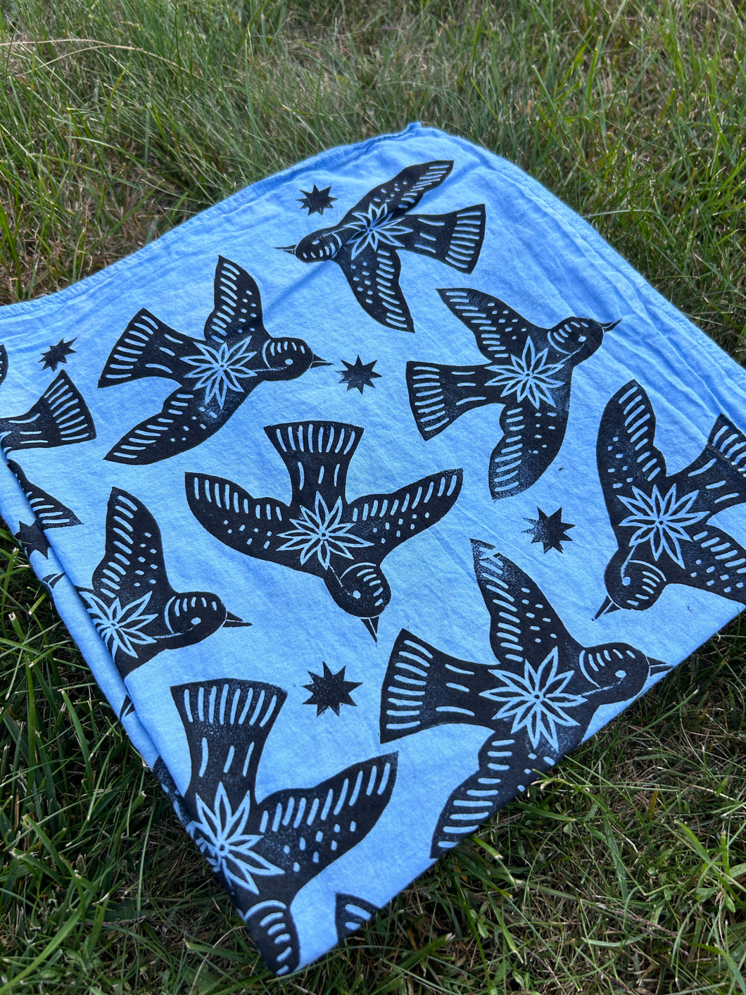 Black Birds - Naturally Dyed and Handprinted Scarf