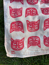 Load image into Gallery viewer, Pink Cats - Naturally Dyed and Handprinted Scarf
