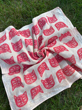 Load image into Gallery viewer, Pink Cats - Naturally Dyed and Handprinted Scarf

