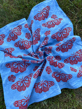 Load image into Gallery viewer, Red Butterflies - Naturally Dyed and Handprinted Scarf

