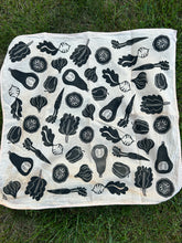 Load image into Gallery viewer, Black Veggies - Naturally Dyed and Handprinted Scarf
