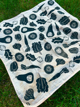 Load image into Gallery viewer, Black Veggies - Naturally Dyed and Handprinted Scarf
