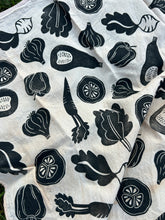 Load image into Gallery viewer, Black Veggies - Naturally Dyed and Handprinted Scarf
