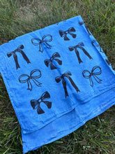 Load image into Gallery viewer, Black Bows #1 - Naturally Dyed and Handprinted Scarf
