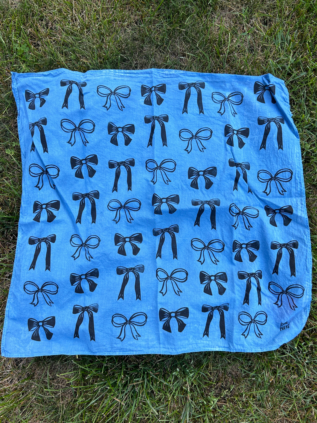 Black Bows #1 - Naturally Dyed and Handprinted Scarf