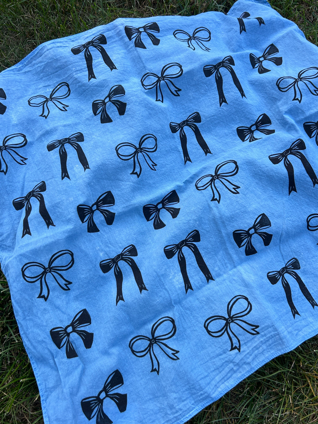 Black Bows #2 - Naturally Dyed and Handprinted Scarf