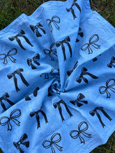 Load image into Gallery viewer, Black Bows #2 - Naturally Dyed and Handprinted Scarf
