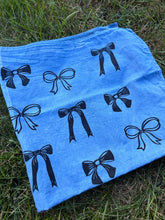 Load image into Gallery viewer, Black Bows #2 - Naturally Dyed and Handprinted Scarf
