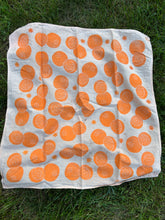 Load image into Gallery viewer, Orange Citrus - Naturally Dyed and Handprinted Scarf
