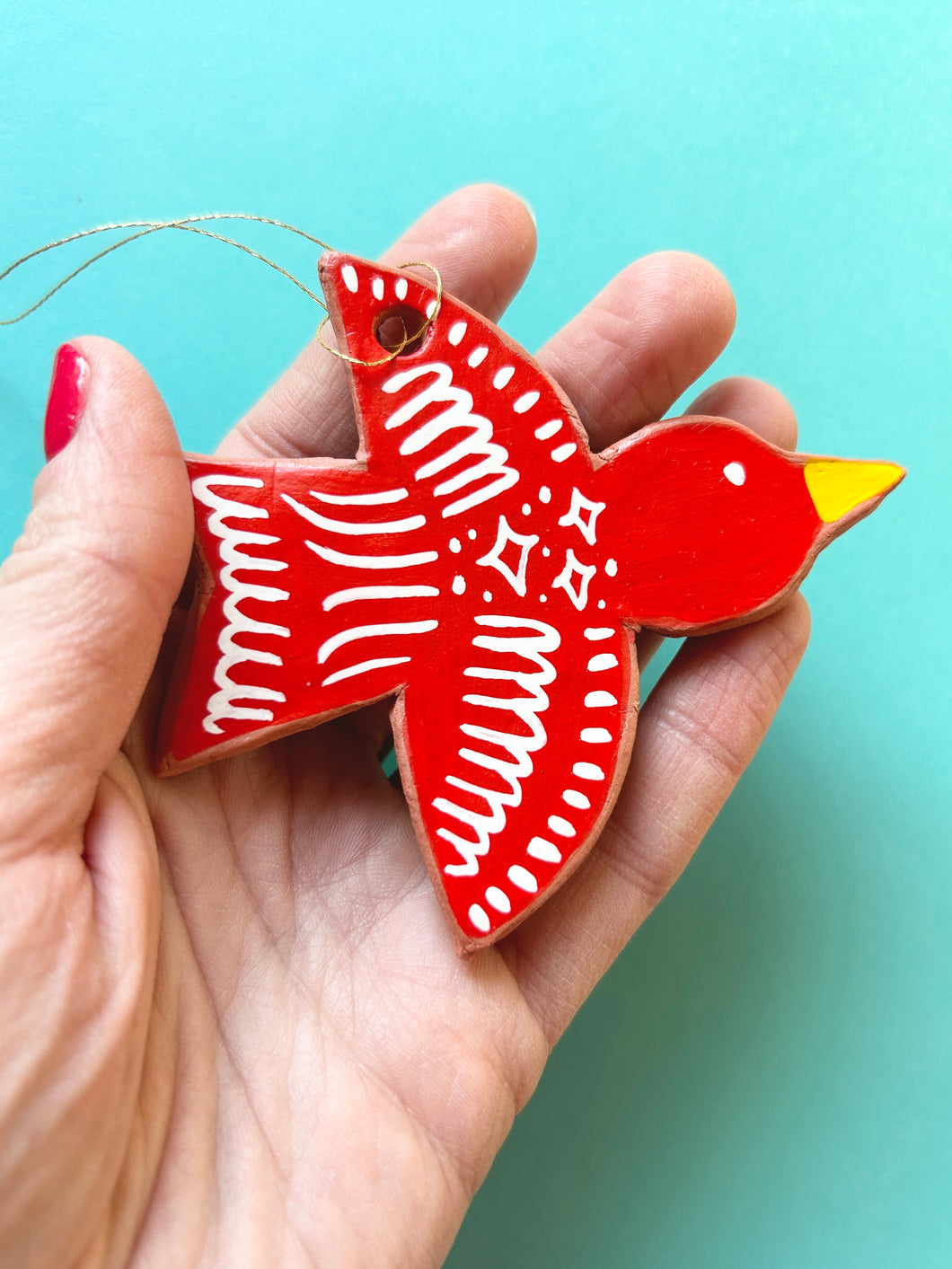 Clay Birdie Ornament #1