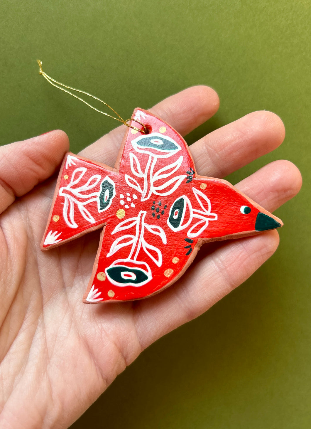 Clay Birdie Ornament #3