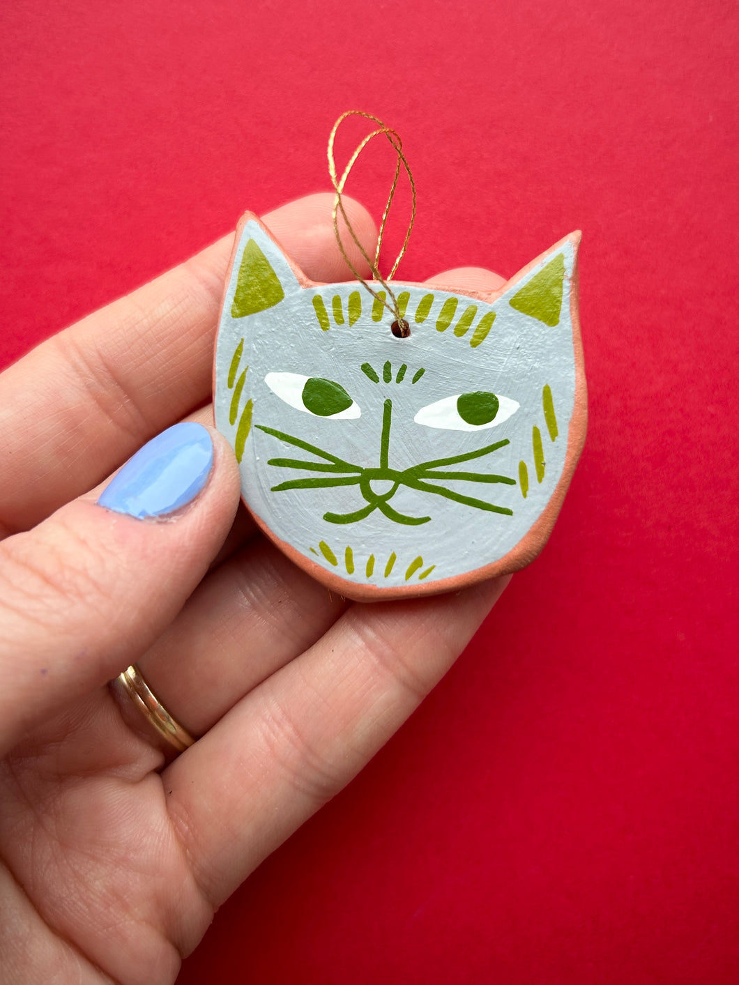 Clay Cat Ornament #4