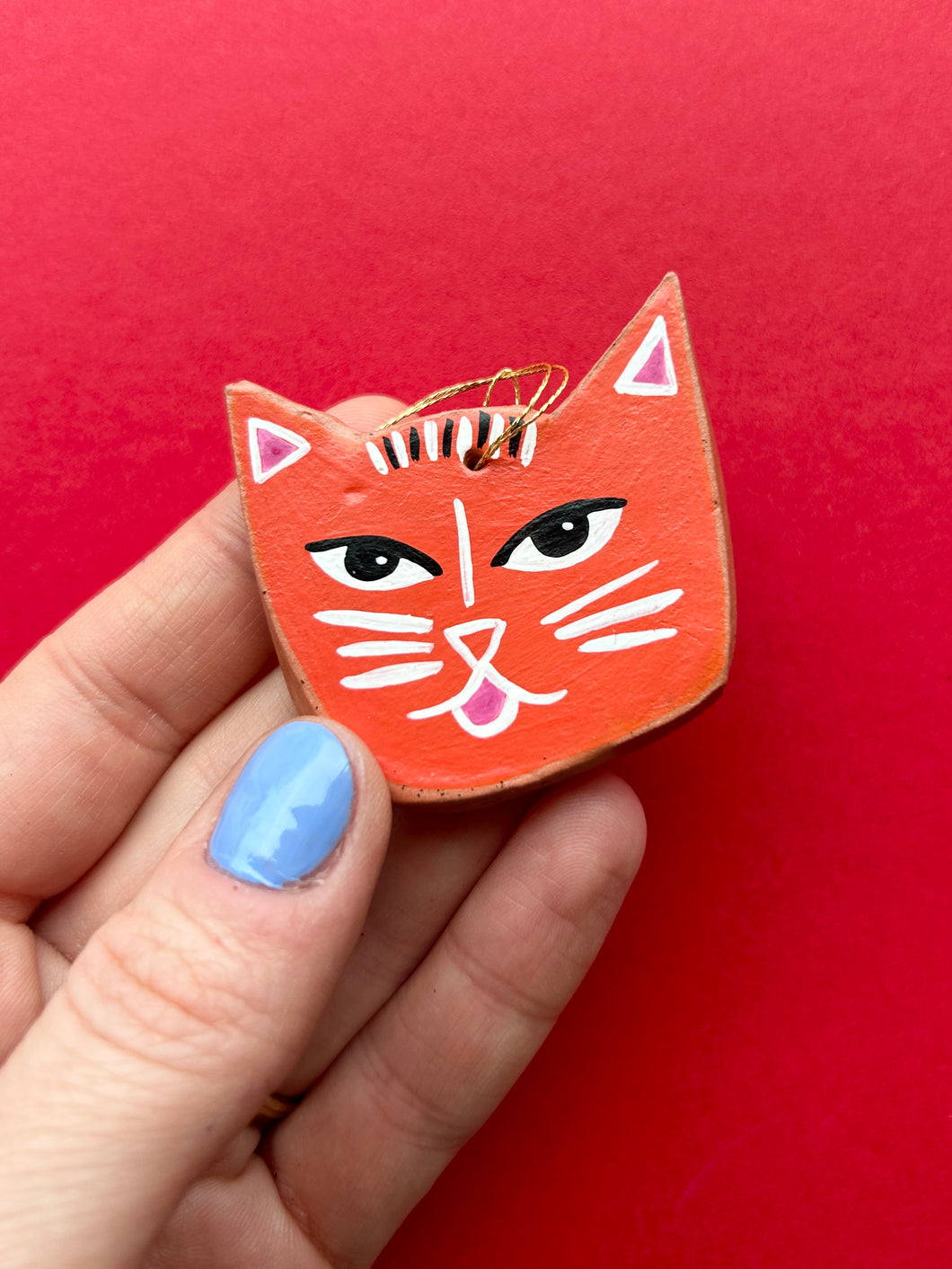 Clay Cat Ornament #6