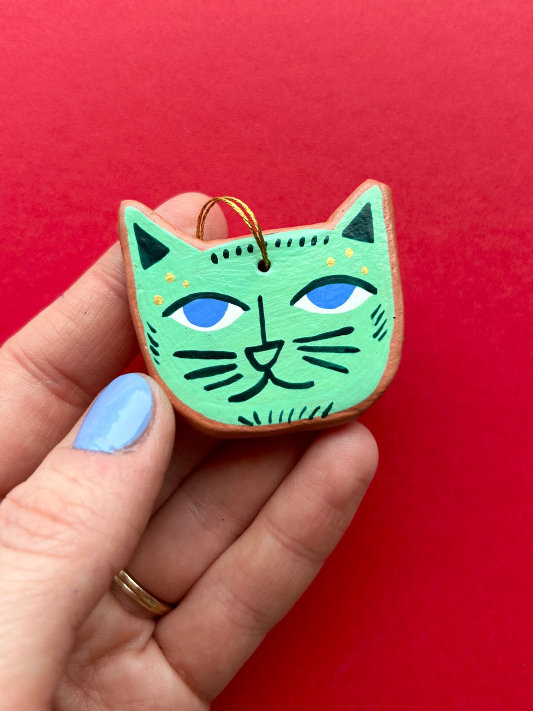 Clay Cat Ornament #9