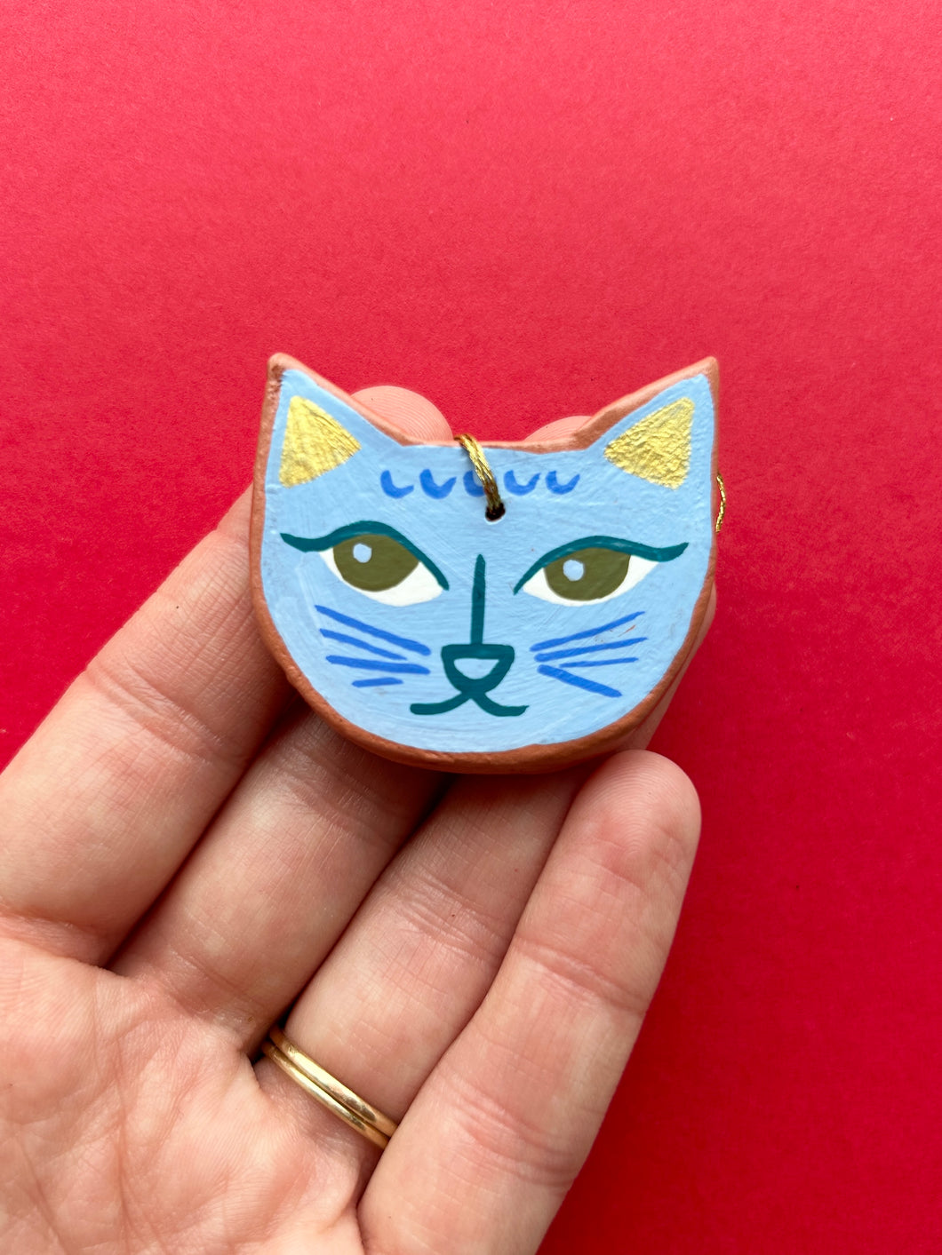 Clay Cat Ornament #10