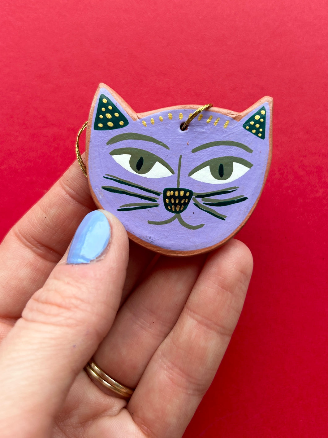 Clay Cat Ornament #11