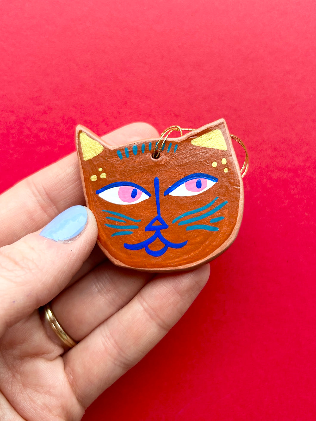 Clay Cat Ornament #14