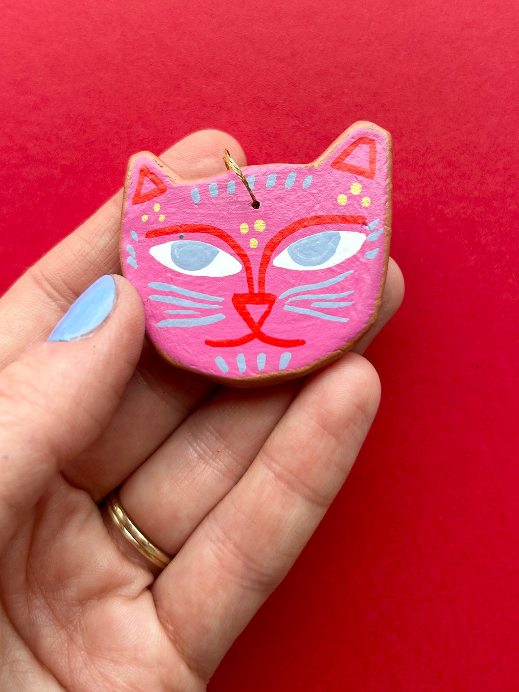 Clay Cat Ornament #16