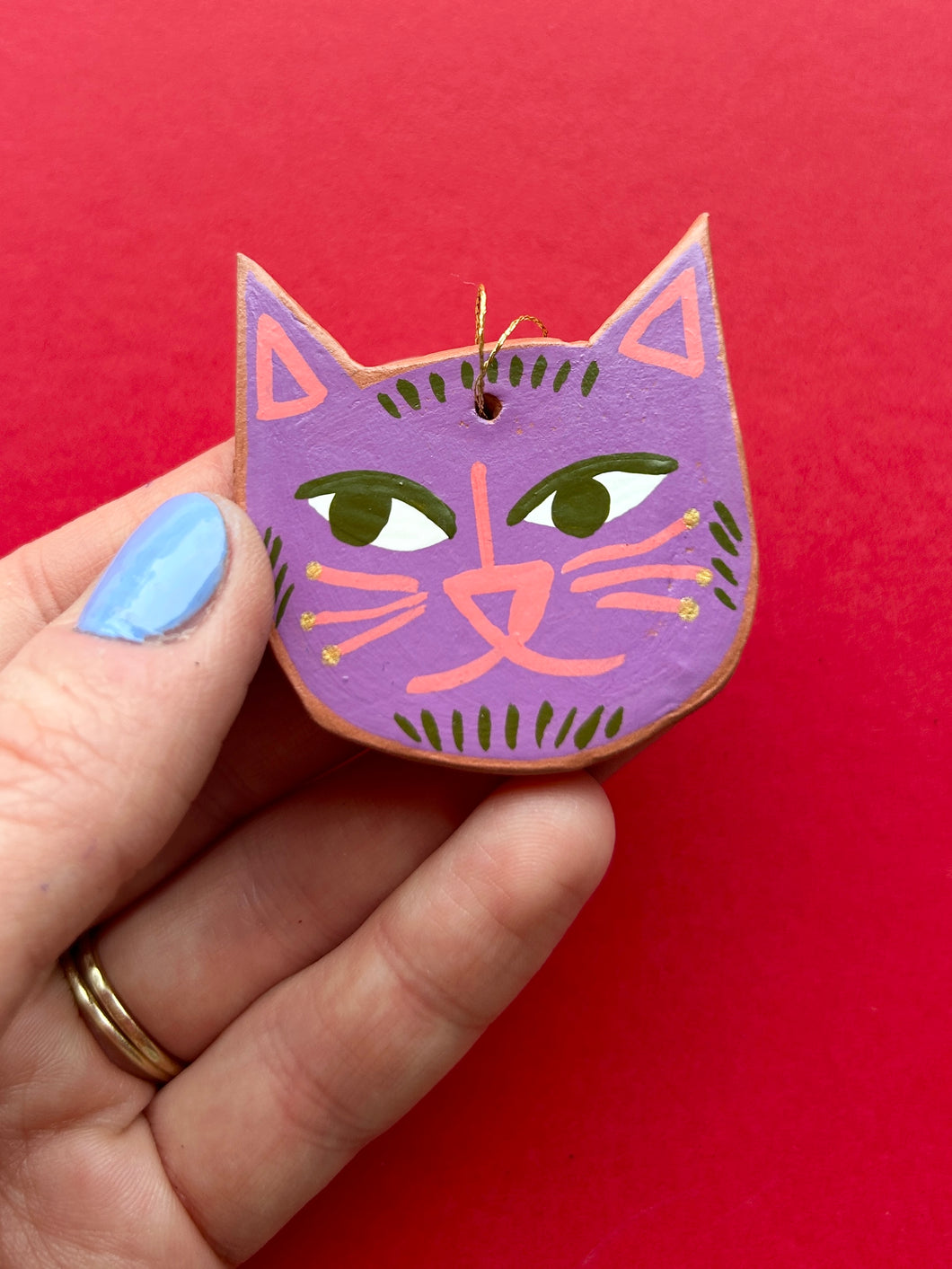 Clay Cat Ornament #17