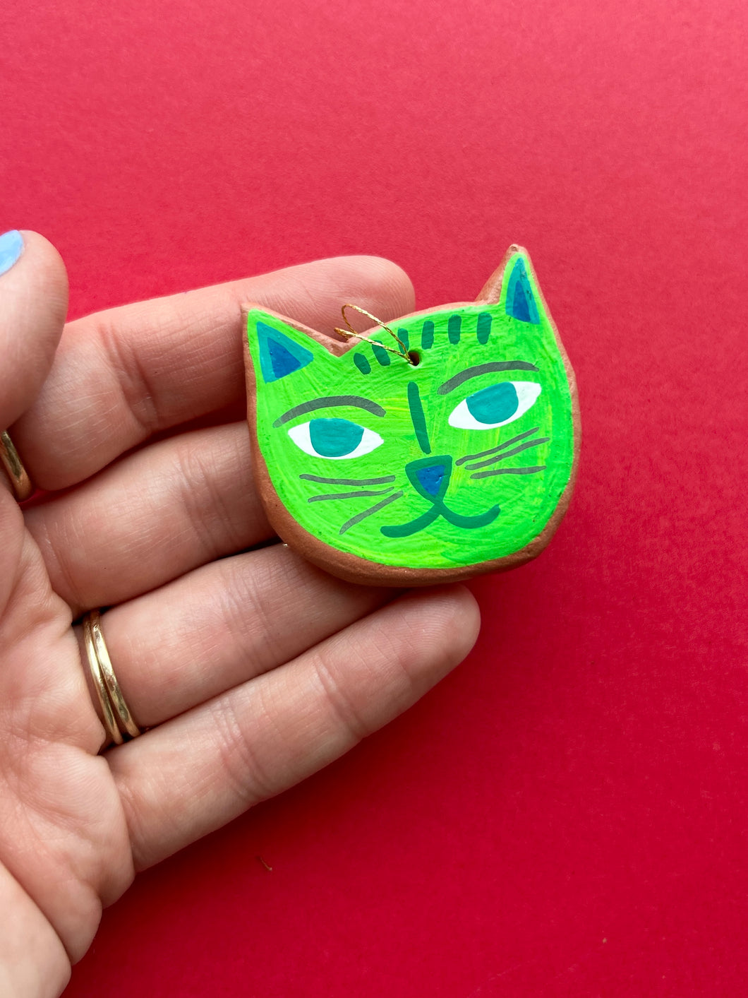 Clay Cat Ornament #34