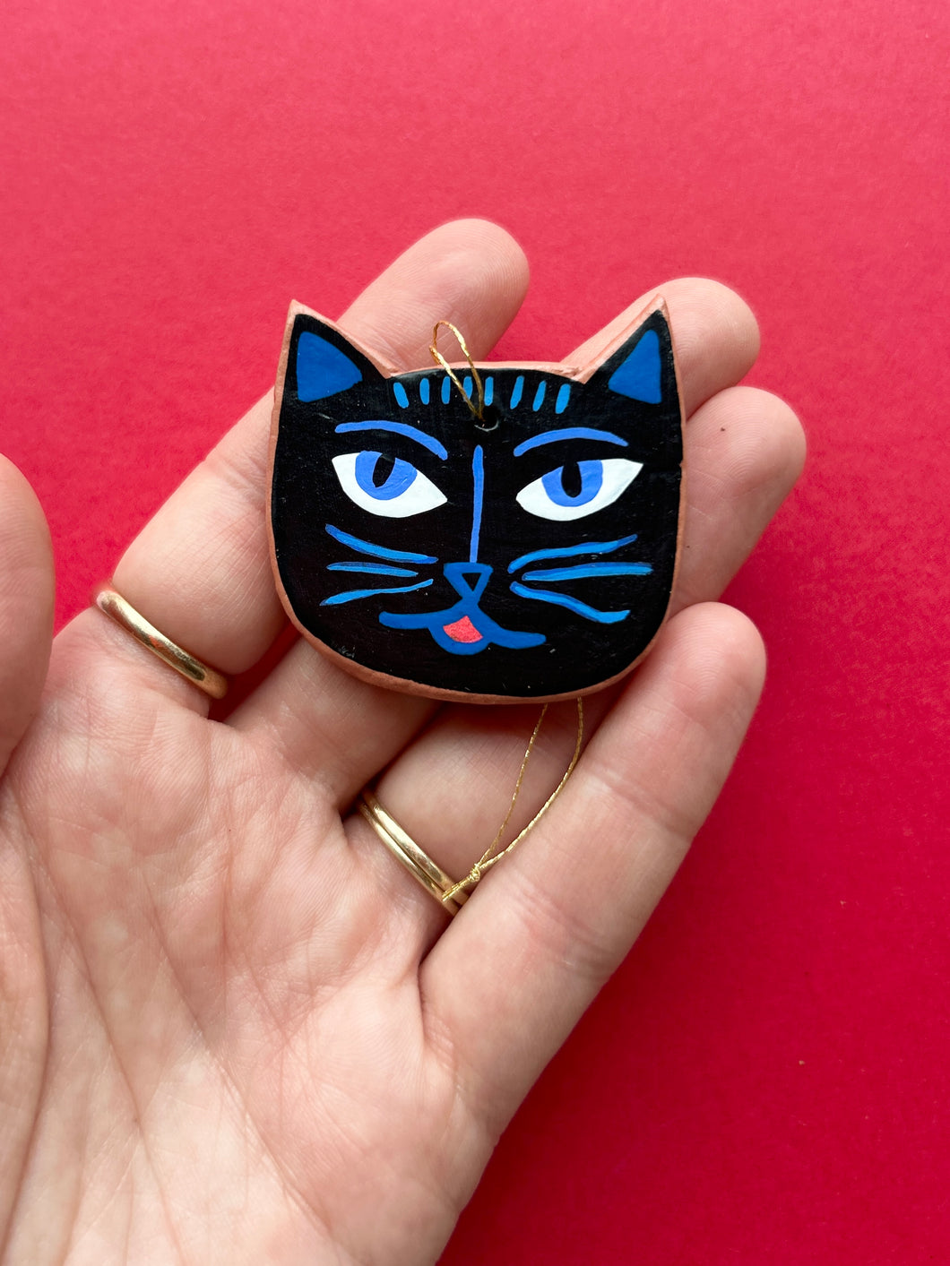Clay Cat Ornament #38