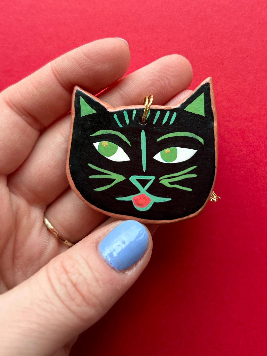 Clay Cat Ornament #39