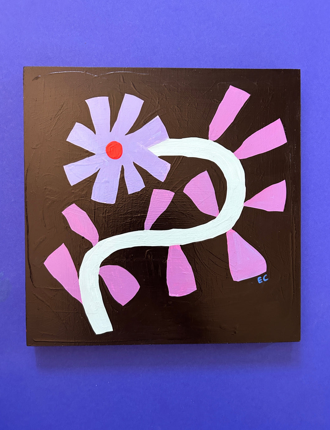 Acrylic Painting on Wood: Purple Kite (free US shipping)