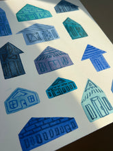 Load image into Gallery viewer, Original Watercolor Painting: Blue Houses — 8x10”
