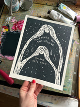 Load image into Gallery viewer, Handprinted Blockprint in Black • You Are Also Held • Limited Edition
