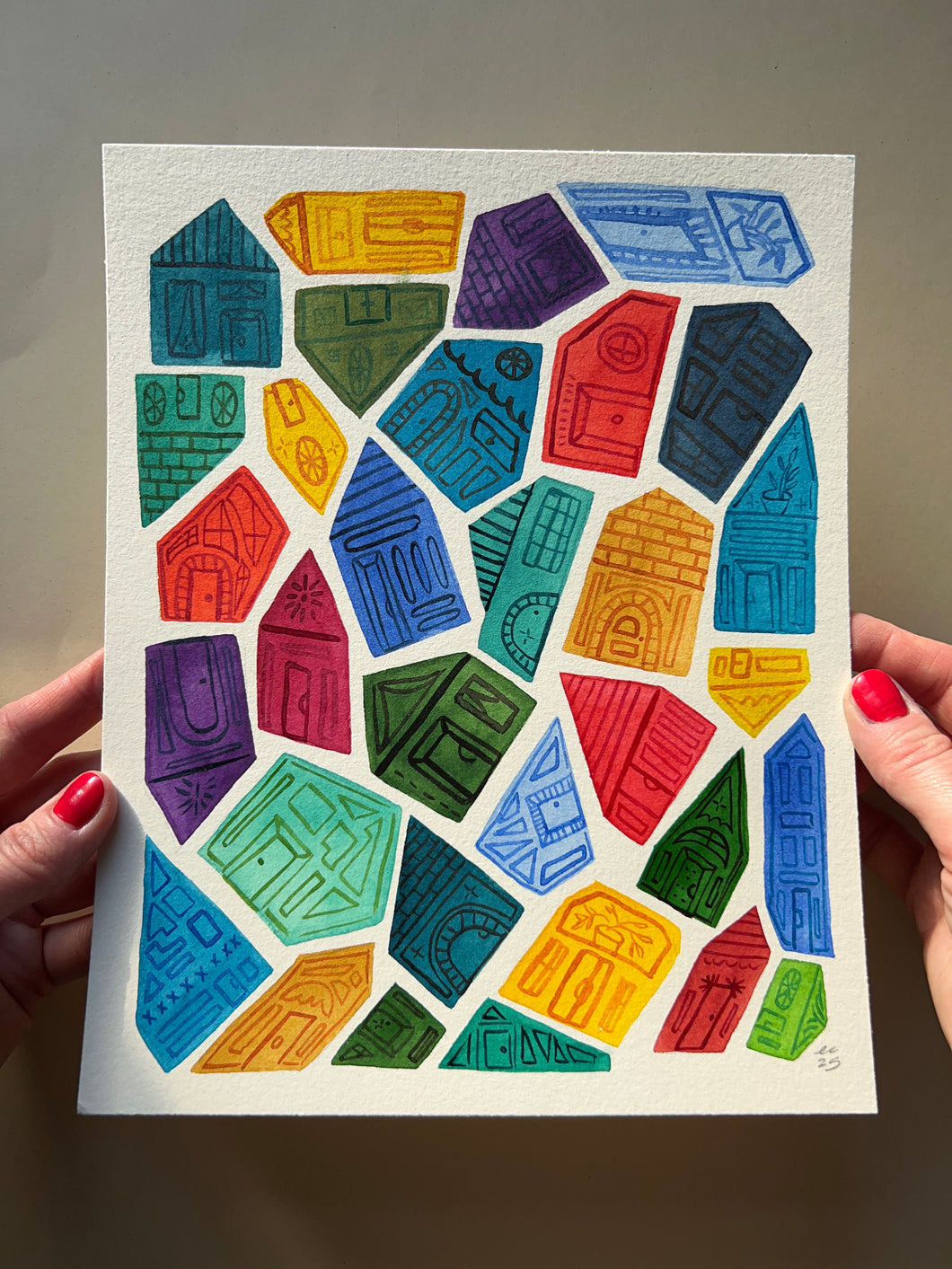 Original Watercolor Painting: Jumbled Houses — 8x10”