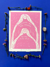 Load image into Gallery viewer, Handprinted Blockprint in Pink • You Are Also Held • Limited Edition
