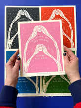 Load image into Gallery viewer, Handprinted Blockprint in Pink • You Are Also Held • Limited Edition
