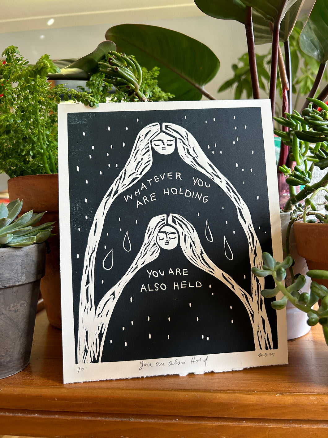 Handprinted Blockprint in Black • You Are Also Held • Limited Edition