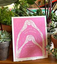 Load image into Gallery viewer, Handprinted Blockprint in Pink • You Are Also Held • Limited Edition
