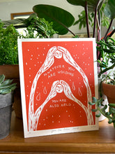 Load image into Gallery viewer, Handprinted Blockprint in Orange • You Are Also Held • Limited Edition
