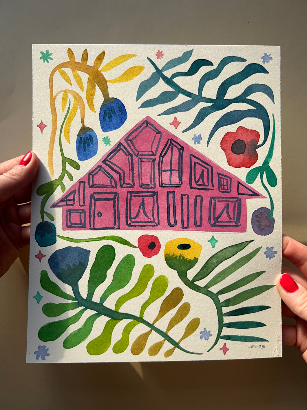 Original Watercolor Painting: Mid Century House — 8x10”