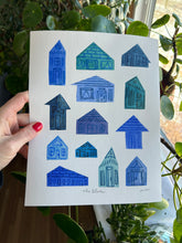 Load image into Gallery viewer, Giclée Fine Art Print: Blue Houses
