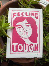 Load image into Gallery viewer, Handprinted Blockprint • “Feeling Tough” in Raspberry
