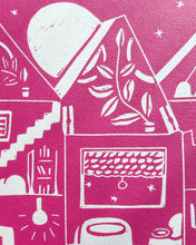 Load image into Gallery viewer, Handprinted Blockprint • Dream House in Rose Pink
