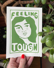 Load image into Gallery viewer, Handprinted Blockprint • “Feeling Tough” in Olive

