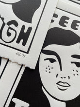 Load image into Gallery viewer, Handprinted Blockprint • “Feeling Tough” in Black
